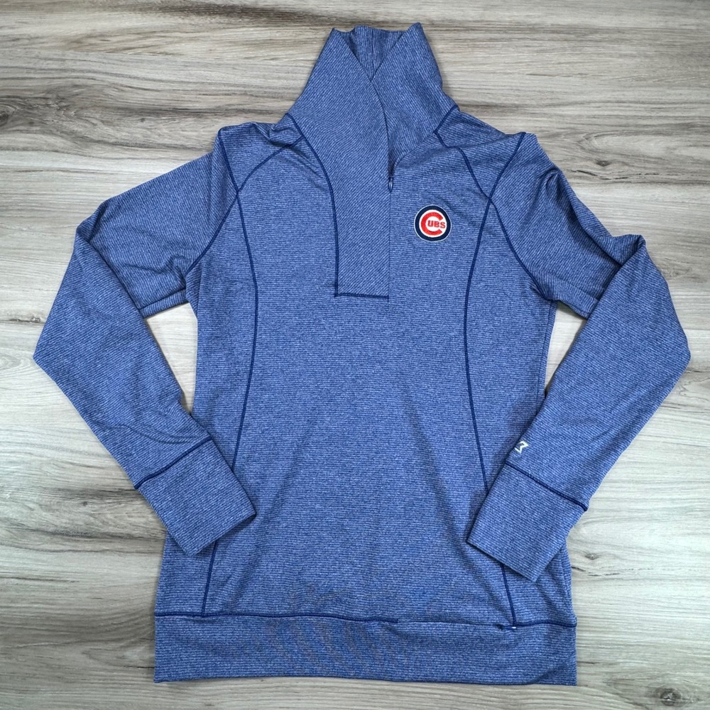 Cutter & Buck Chicago Cubs MLB Blue Heather CB DryTec Half Zip Pullover Women XS